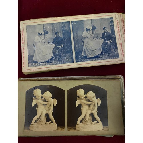 9 - Large collection of Victorian stereoview 3D photos with antique viewfinder.