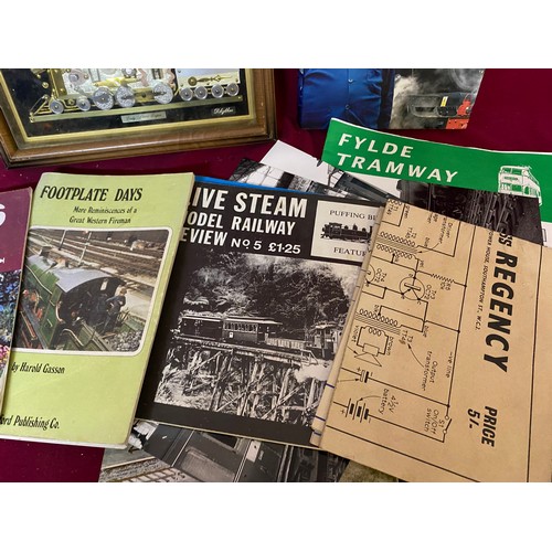 18 - Collection of Railwayana including books, magazines, photos, postcards and a clock.