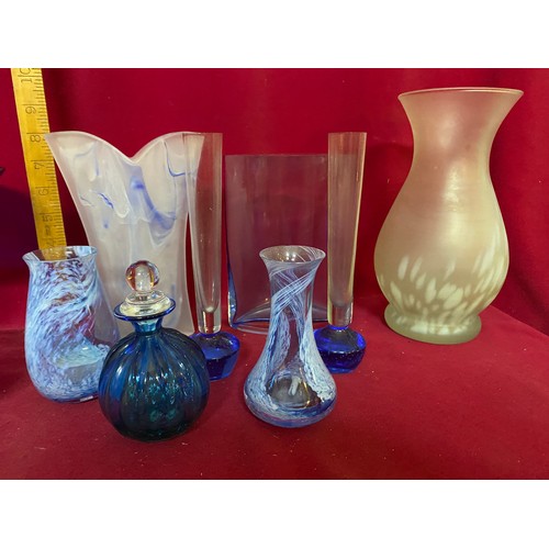 167 - Selection of coloured glassware, tallest is 24cms.