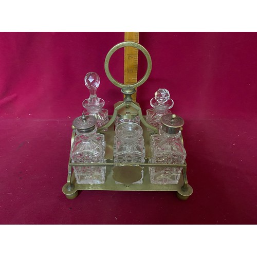 181 - Antique James Dixon & Sons silver plate and crystal condiment set.