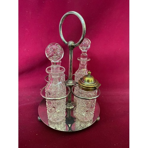 182 - Antique J.G.S nickel silver and cut glass condiment set