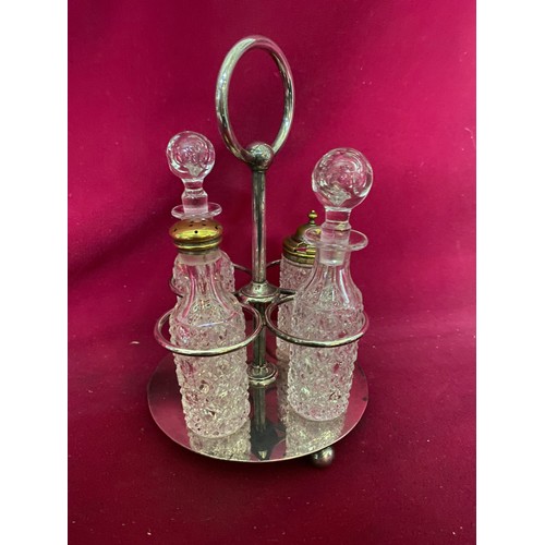 182 - Antique J.G.S nickel silver and cut glass condiment set