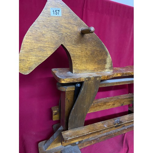 157 - Vintage handmade wooden rocking horse.