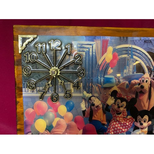 364 - Vintage Disney World wooden clock, Mickey and friends measuring 50 x 40 cms