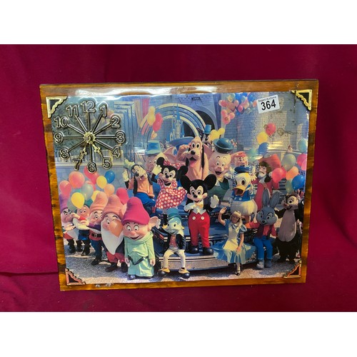 364 - Vintage Disney World wooden clock, Mickey and friends measuring 50 x 40 cms