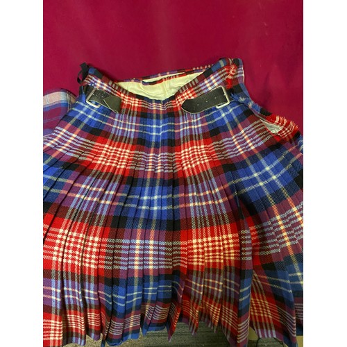 367 - Selection of 3 x kilts, 2 made by Thomas Gordon and Sons Glasgow, a sporran and a sash.