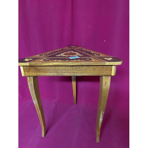 375 - Musical sewing box/occasional table with inlaid Italian top in working order.