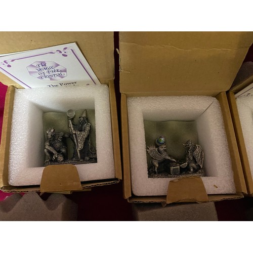 415 - 8 x model metal figures with crystals. The Magic of the Crystal by The Danbury Mint, boxed new condi... 