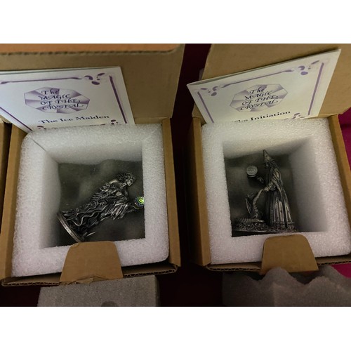 415 - 8 x model metal figures with crystals. The Magic of the Crystal by The Danbury Mint, boxed new condi... 