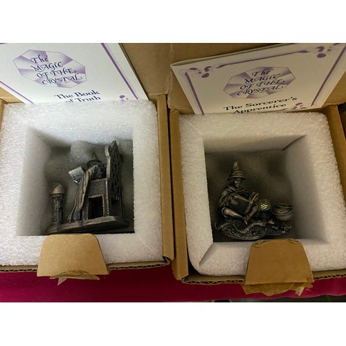 415 - 8 x model metal figures with crystals. The Magic of the Crystal by The Danbury Mint, boxed new condi... 