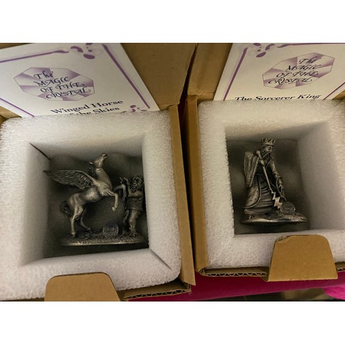 415 - 8 x model metal figures with crystals. The Magic of the Crystal by The Danbury Mint, boxed new condi... 