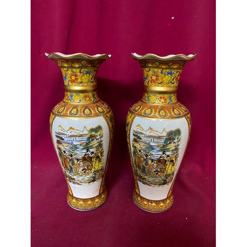 417 - Pair of Satsuma vases 36cms tall