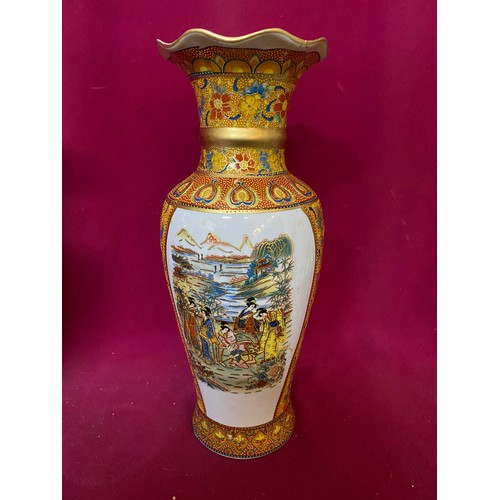 417 - Pair of Satsuma vases 36cms tall