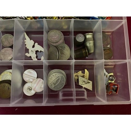 35 - Selection of badges, pins and coins.