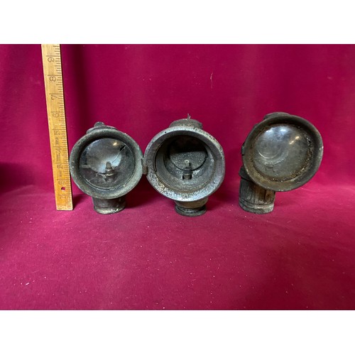 49 - 3 x 1920's Acetalene lamps