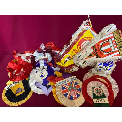 53 - Collection of vintage 1960's/70's football pennants and rosettes