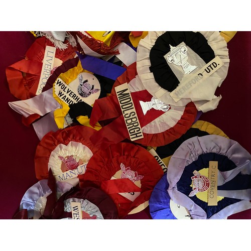 53 - Collection of vintage 1960's/70's football pennants and rosettes