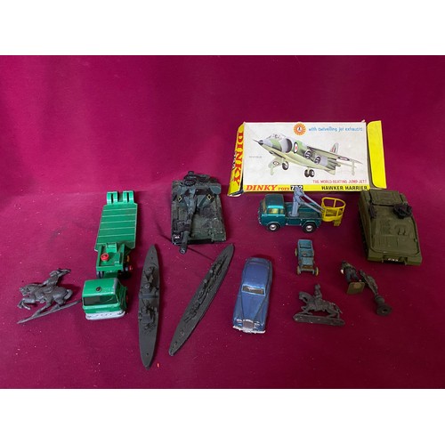 56 - Collection of vintage die cast cars and military vehicles from Dinky and Corgi.