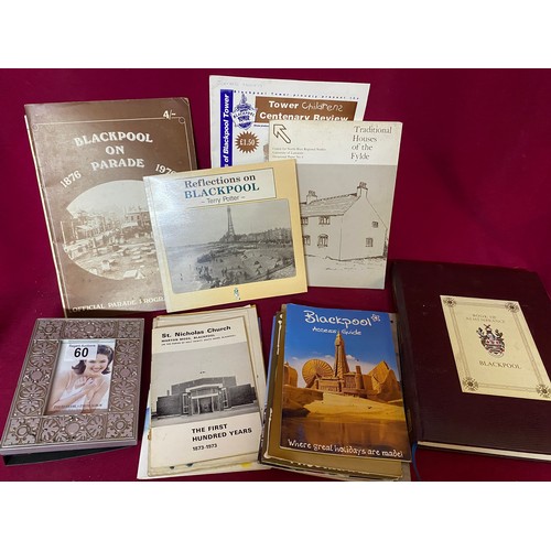 60 - Collection of Blackpool books and Album of Blackpool award cards