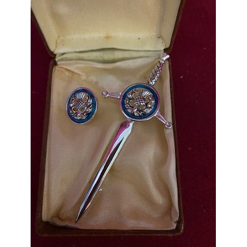 74 - Celtic kilt pin and stick pin by Carrick of Scotland