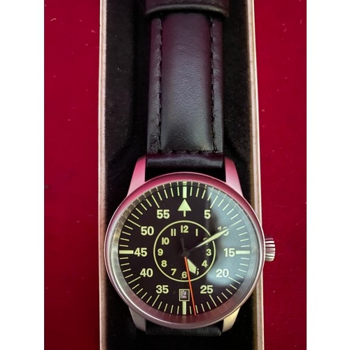 61 - Poljot black faced Russian military watch never used and boxed