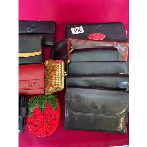 190 - Selection of leather purses and wallets.