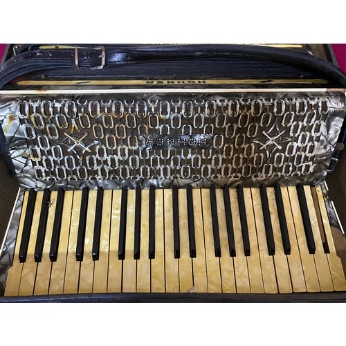 366 - Hohner Tango IV 120-Bass Accordion, with case, working but some keys missing