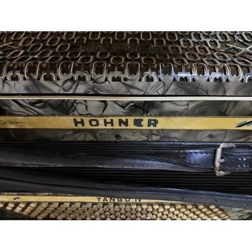 366 - Hohner Tango IV 120-Bass Accordion, with case, working but some keys missing