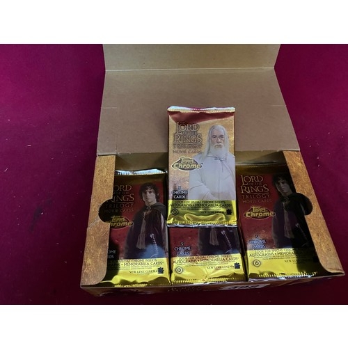 398 - 15 sealed packets, Topps Lord of the Rings chrome trilogy cards in box, made in 2004