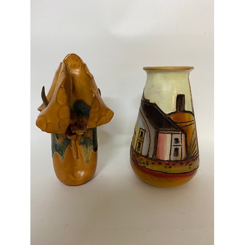 119 - Vintage Lavorato A Muno terracotta vase and Halian student art vase.