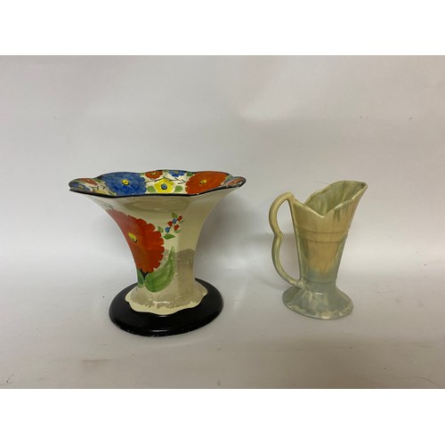 122 - Art Deco Kensington ware Posy Bowl and Frog and a Samson Ware Jug measuring 15cms and 19cms