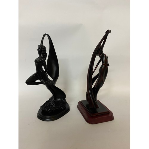 134 - 2 x Art Deco style lady figurines, 32cms tall