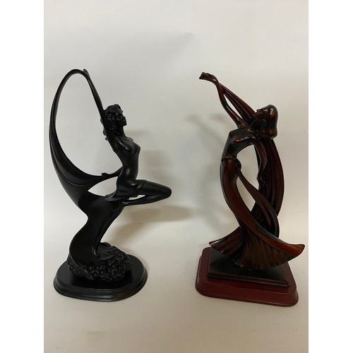 134 - 2 x Art Deco style lady figurines, 32cms tall