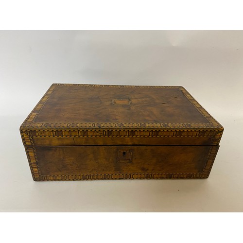 137 - Antique Tunbridge ware Burr Walnut marquetry writing box. Needs some attention. 35 x 22 x 13 cms tal... 