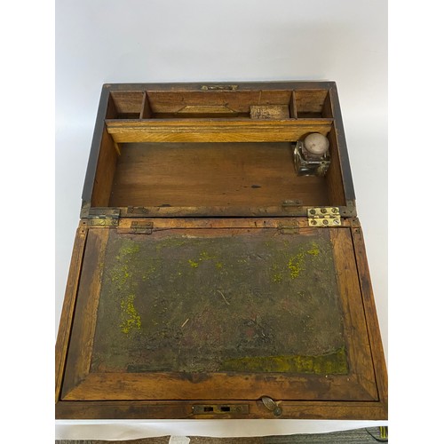 137 - Antique Tunbridge ware Burr Walnut marquetry writing box. Needs some attention. 35 x 22 x 13 cms tal... 