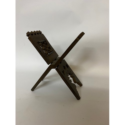 142 - Vintage wooden wine rack and vintage carved wooden Quran stand.