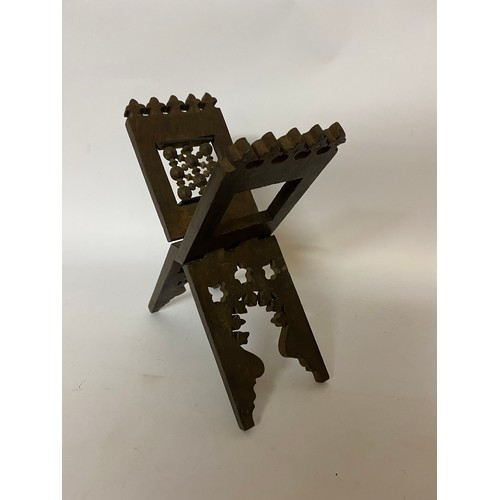 142 - Vintage wooden wine rack and vintage carved wooden Quran stand.