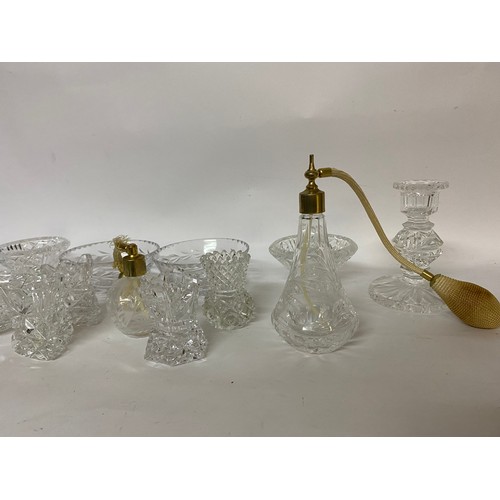 159 - Selection of glass bowls,candlesticks and atomisers.