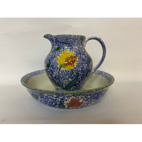 204 - Poole pottery spongeware 'Feruccio' large jug and washbowl set