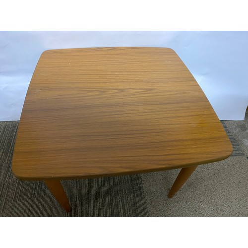 219 - Schrieber teak coloured table 50x50x38cms