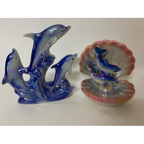 238 - Collection of blue and white dolphin ornaments