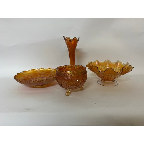 240 - Selection of lustre carnival ware including vase and 3 bowls.