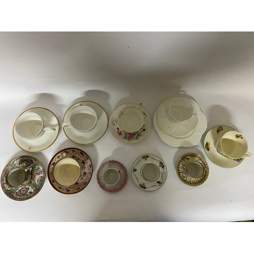 257 - Selection of cups and saucers, makes include Shelley