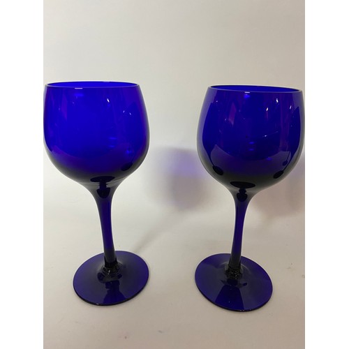 295 - Set of 4 x vintage Bristol Blue wine glasses.