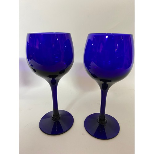 295 - Set of 4 x vintage Bristol Blue wine glasses.