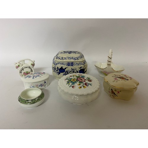 296 - Selection of china trinket boxes and bud vases from Minton, Wedgwood and Coalport.