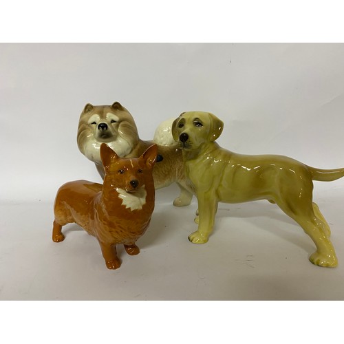 297 - Beswick and Coopercraft dog ornaments, tallest 19cms, and Beswick matt white horse