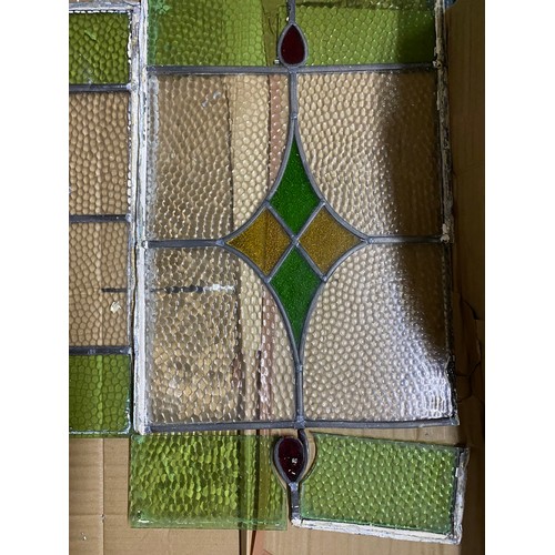 302 - Set of 3 x reclaimed stained glass window panels