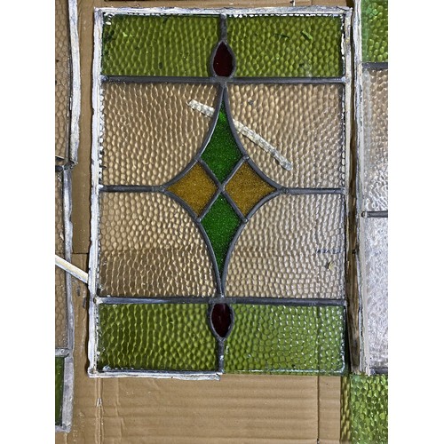 302 - Set of 3 x reclaimed stained glass window panels