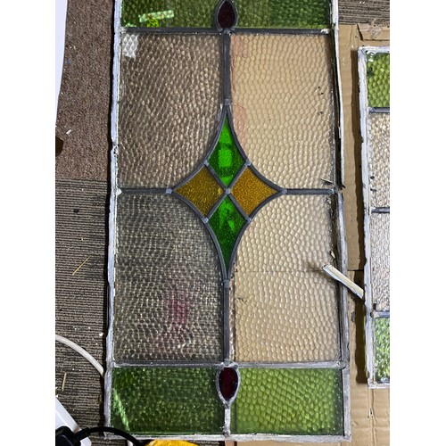 302 - Set of 3 x reclaimed stained glass window panels